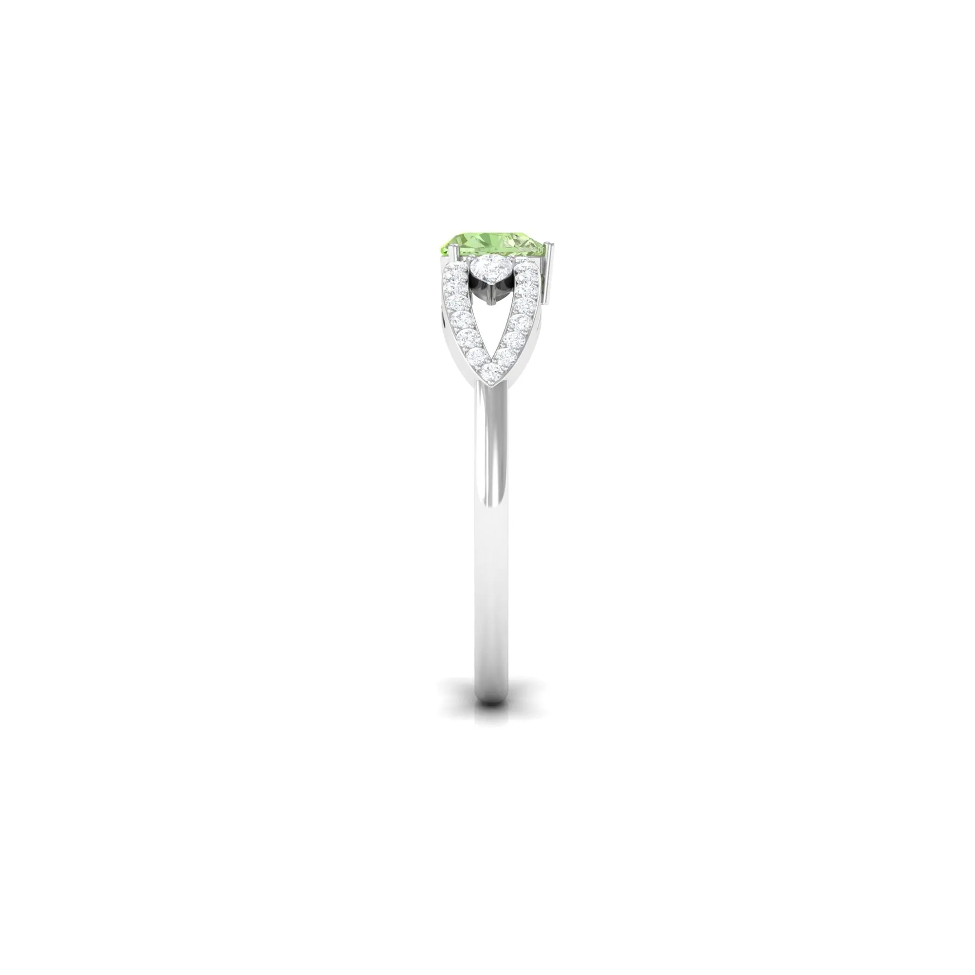 1 CT Real Green Sapphire Solitaire Ring with Diamond Accent