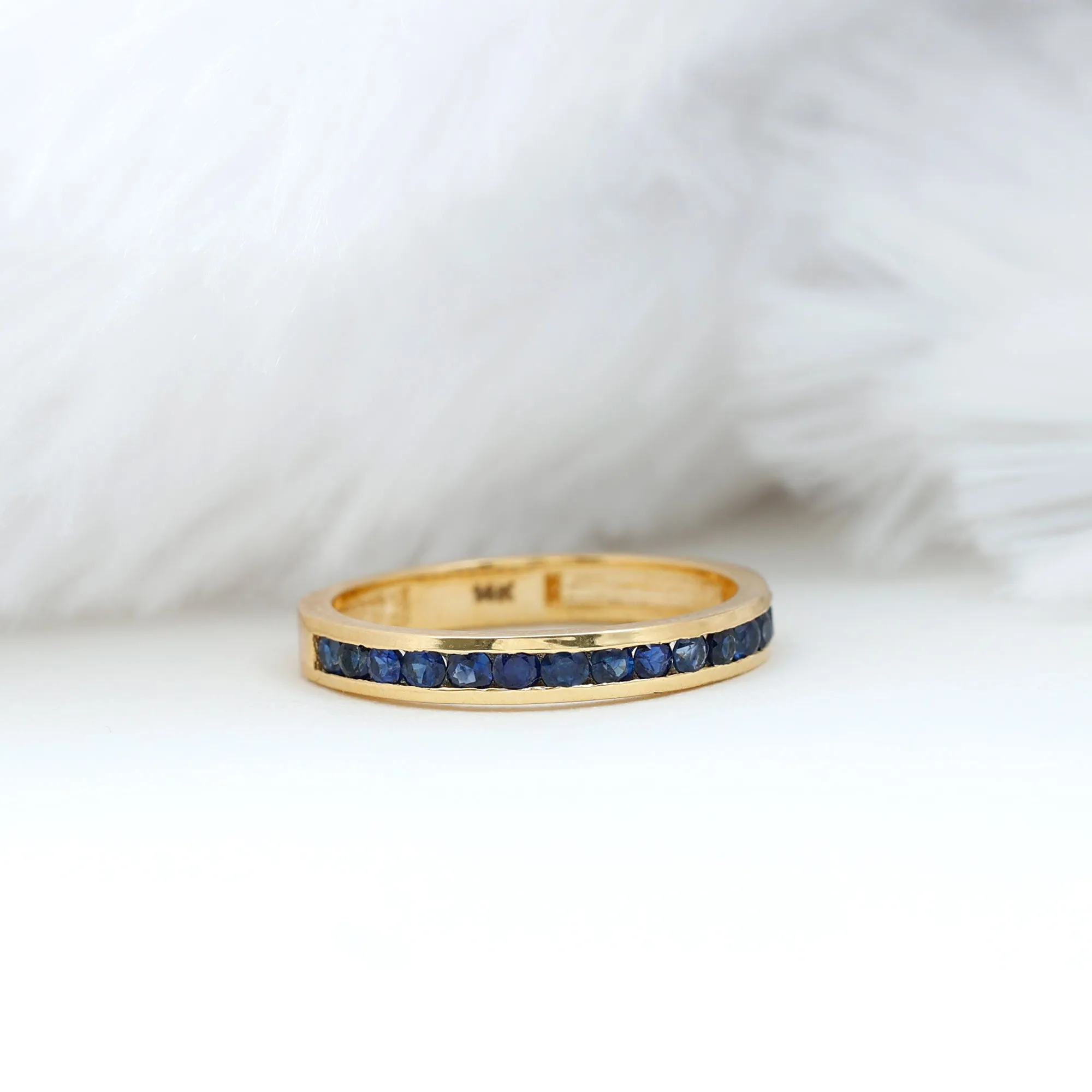 1/2 CT Channel Set Blue Sapphire Half Eternity Ring for Women