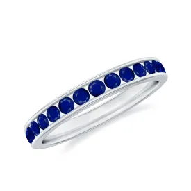 1/2 CT Channel Set Blue Sapphire Half Eternity Ring for Women