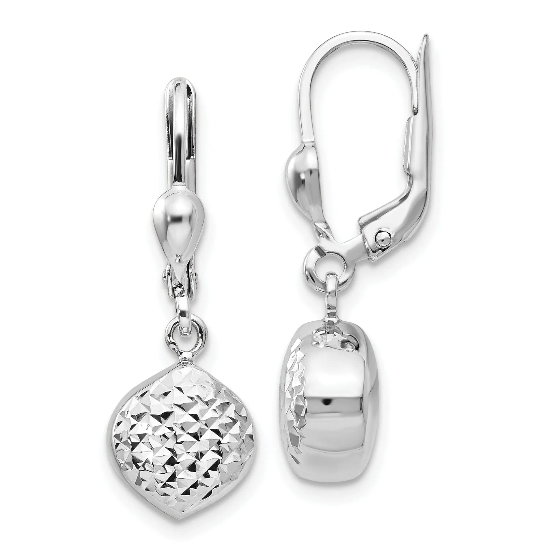 14k White Gold Polished D.C Dangle Earrings