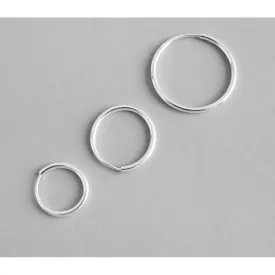 925 Sterling Silver Thin Circle Hoop Earrings