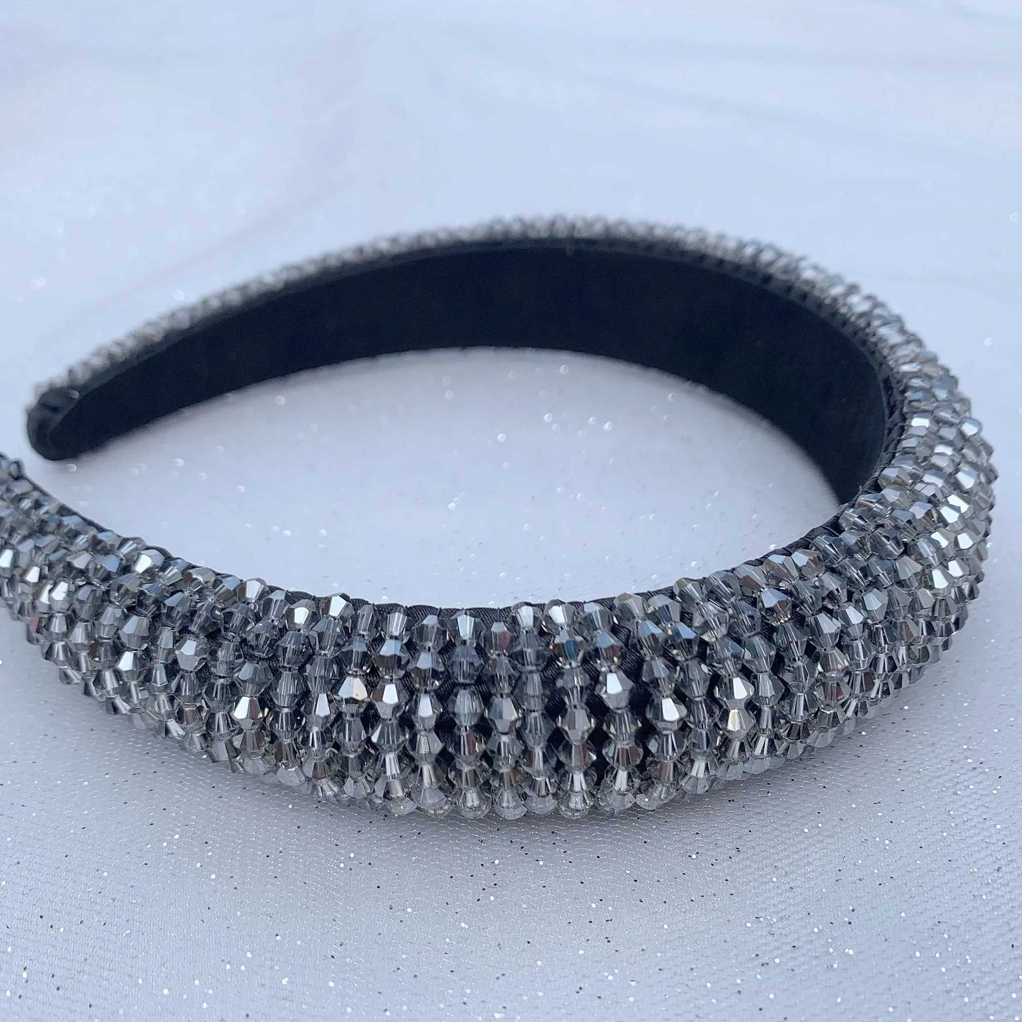 Beaded Headband Grey