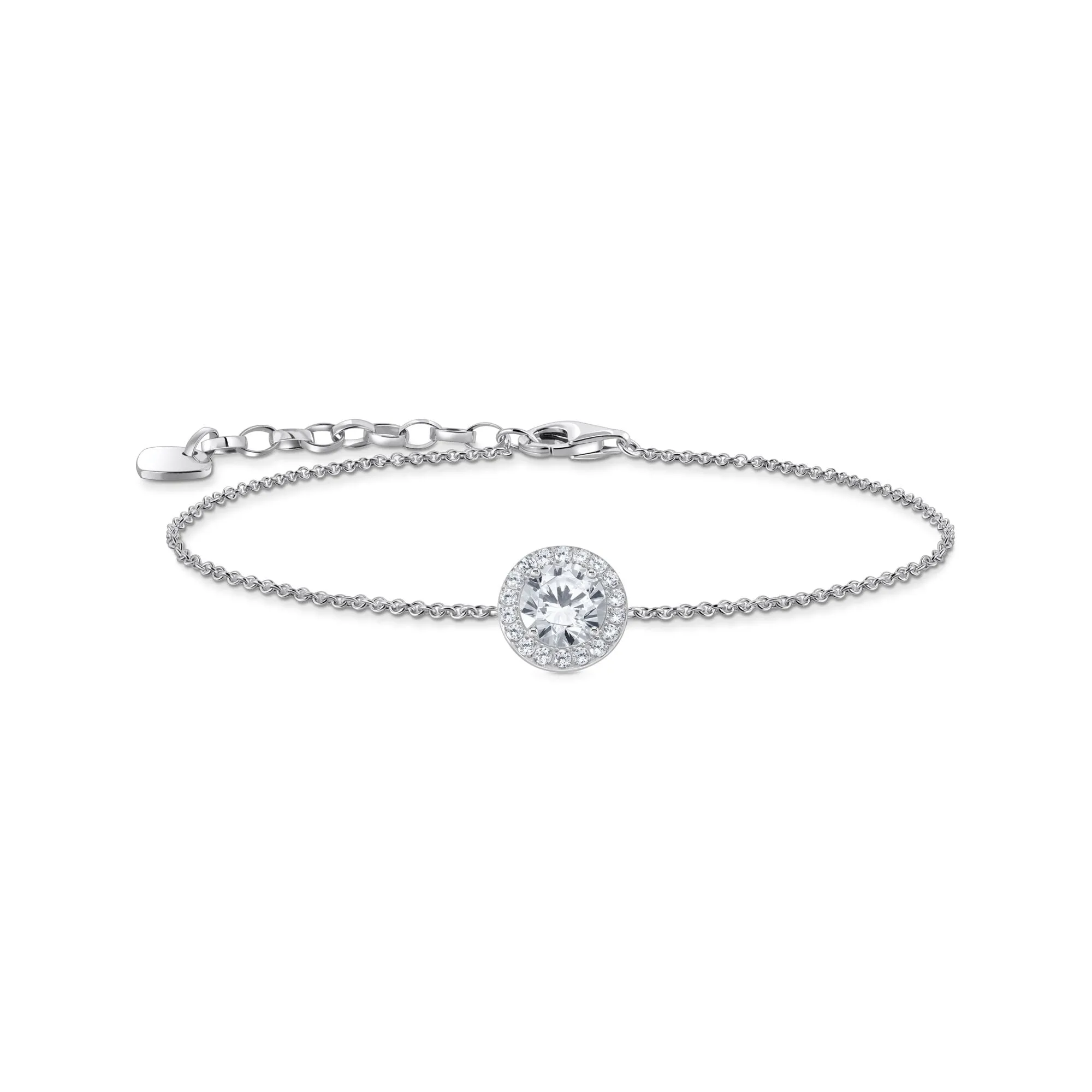 Bracelet with halo pendant and white zirconia