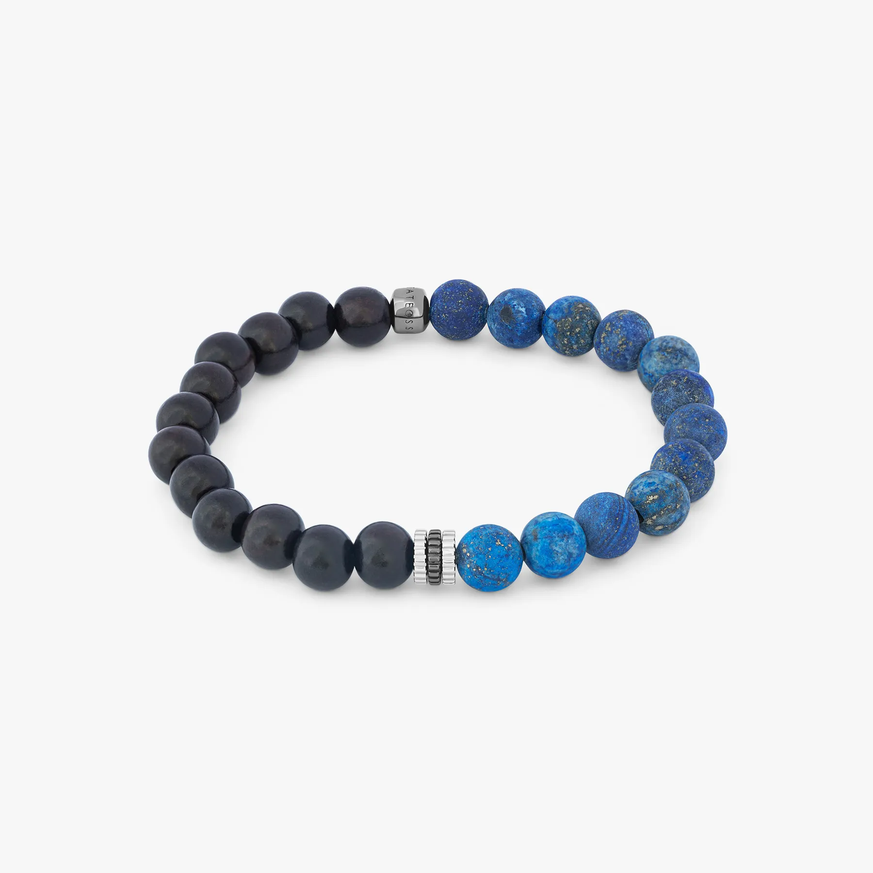 Gear Trio Beaded Bracelet With Ebony Wood & Blue Lapis