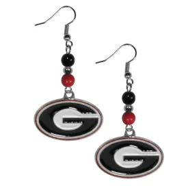 Georgia Bulldogs Fan Bead Dangle Earrings