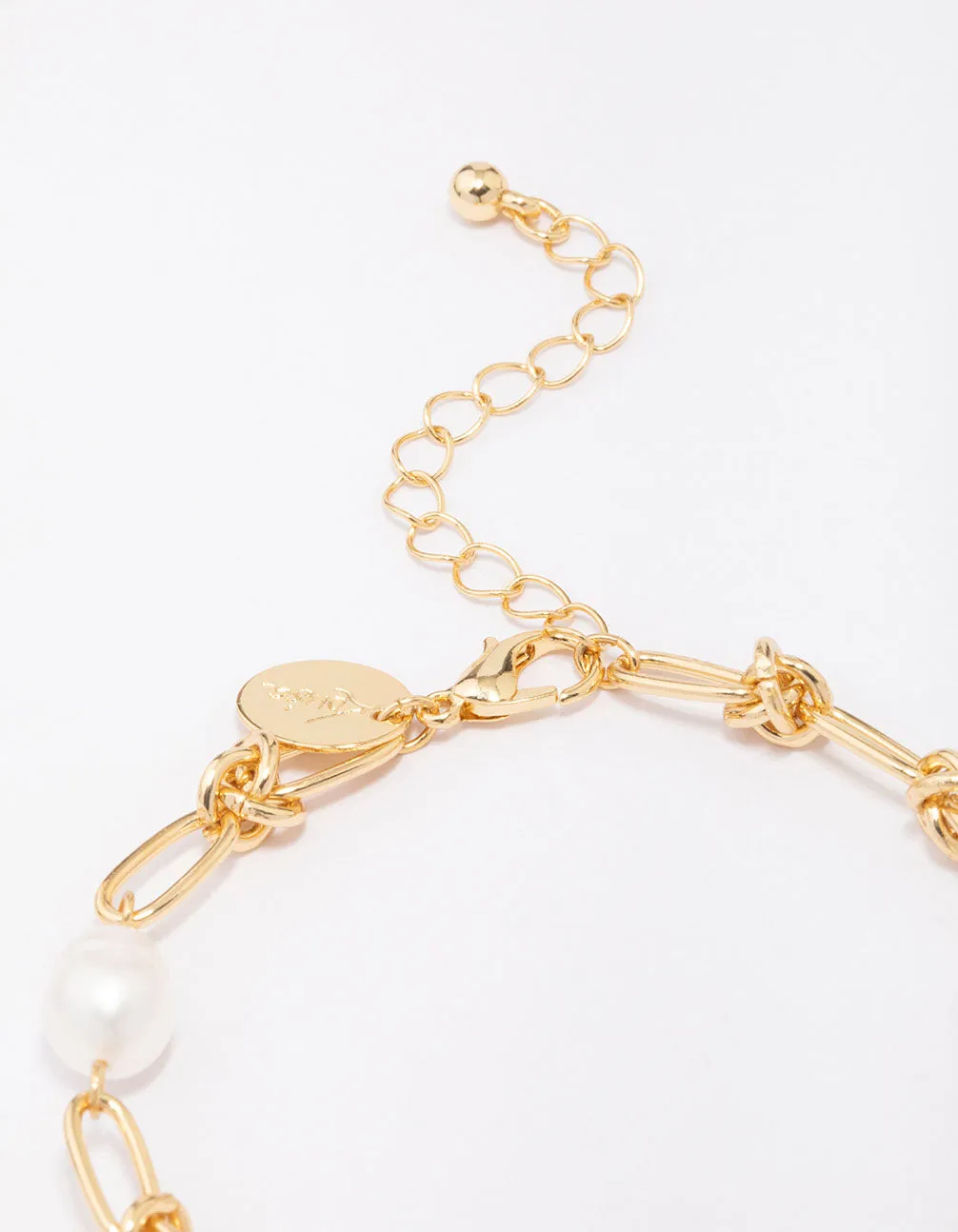 Gold Plated Pearl & Knotted Bracelet