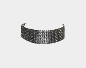 Hematite Wide Crystal Diamond Choker - The Ibiza