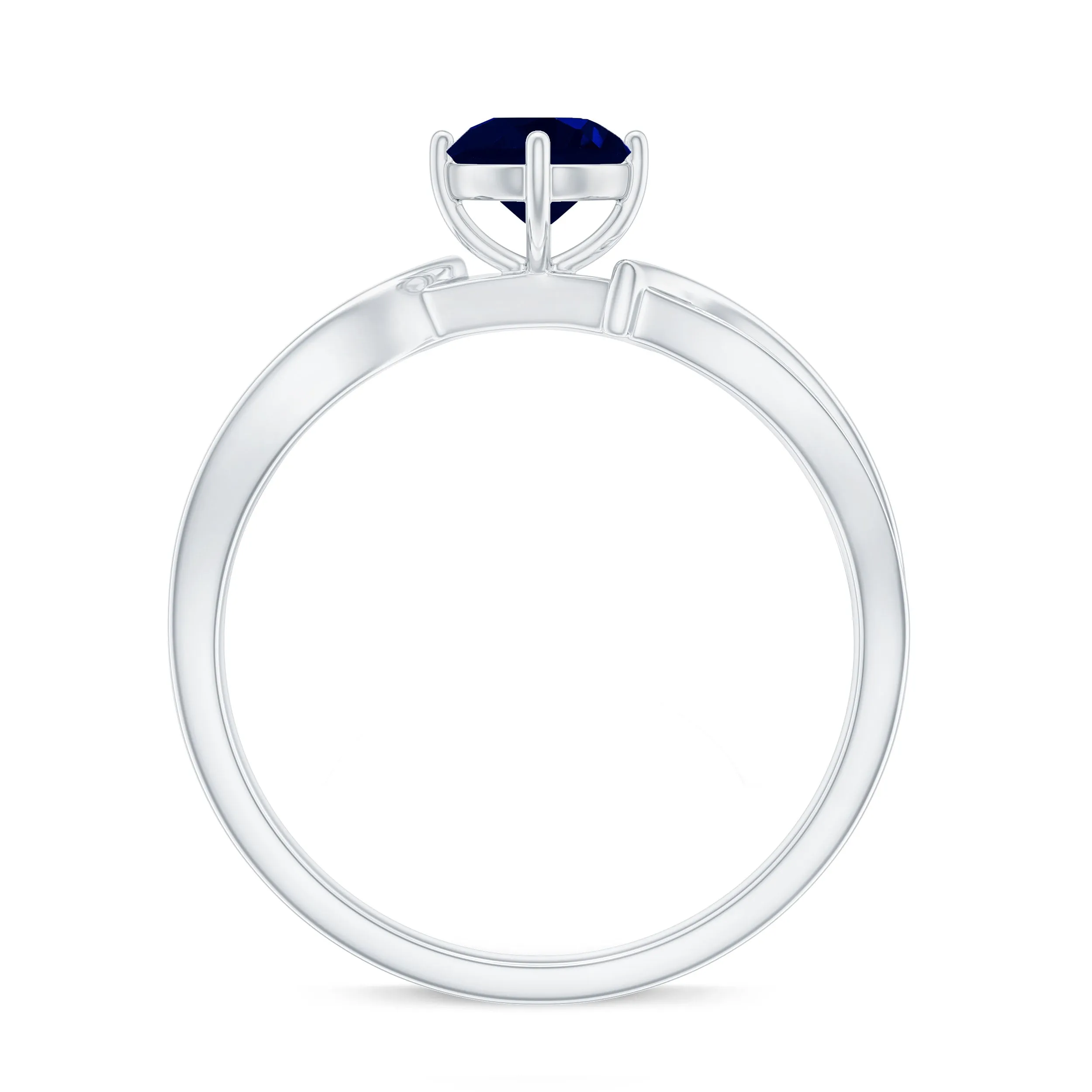 Infinity Shank Round Blue Sapphire Engagement Ring with Diamond