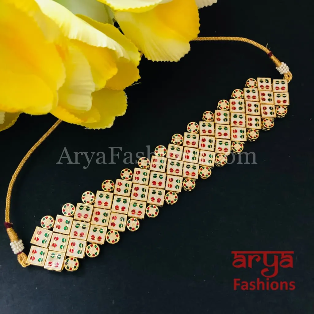 Jadau Kundan Choker Necklace with Meenakari back