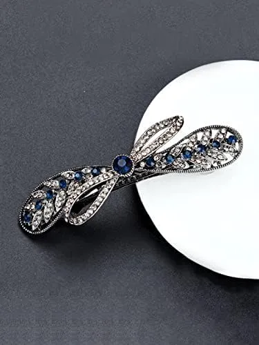 Kairangi Hair Clips for Women Girls Barrette Hair Clips for Women Hair Accessories for Women Hair clip for Women Blue Crystal French Barrette Hair Clips for Women and Girls Gift For Women & Girls