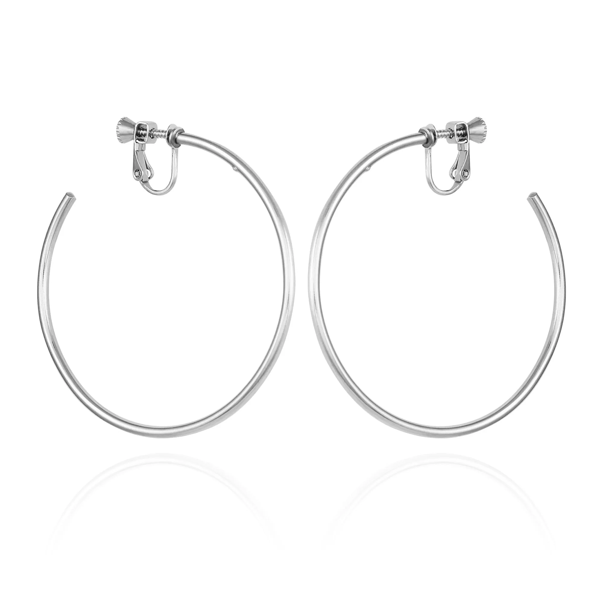 Large Open Hoop Clip On Earrings