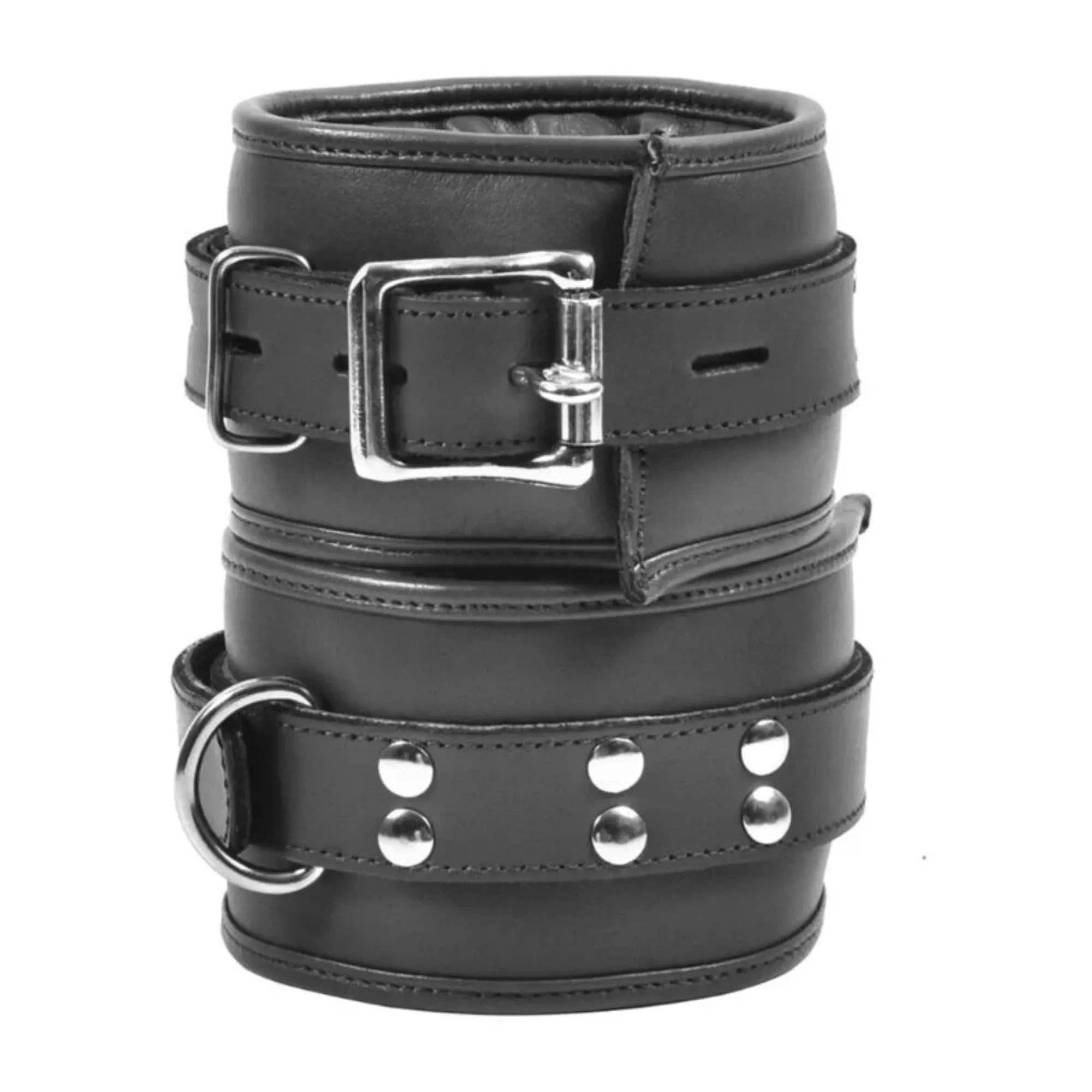 Leather Locking Thigh and Wrist Restraints Cuffs