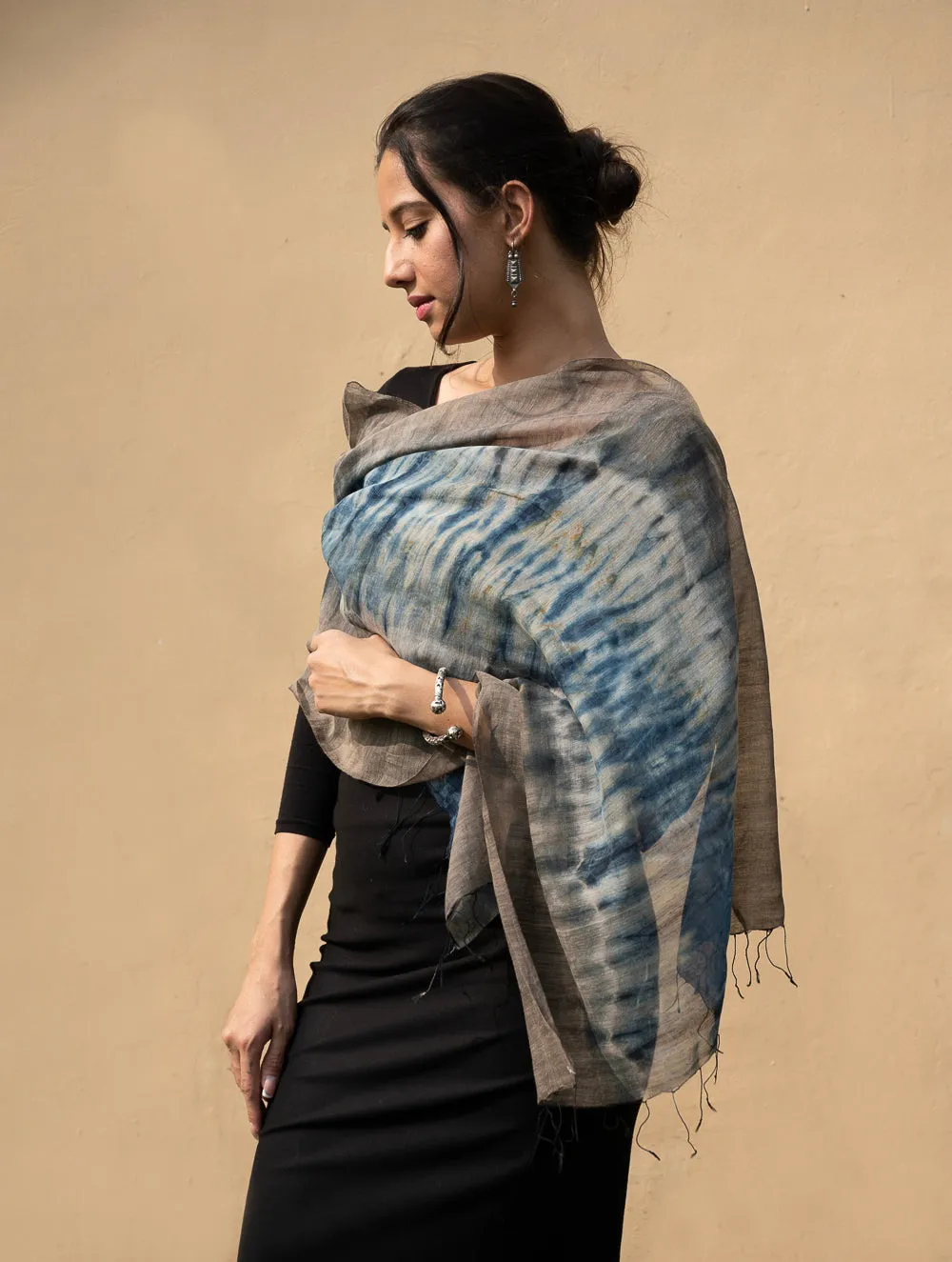 Light Chanderi Silk Shibori Stole