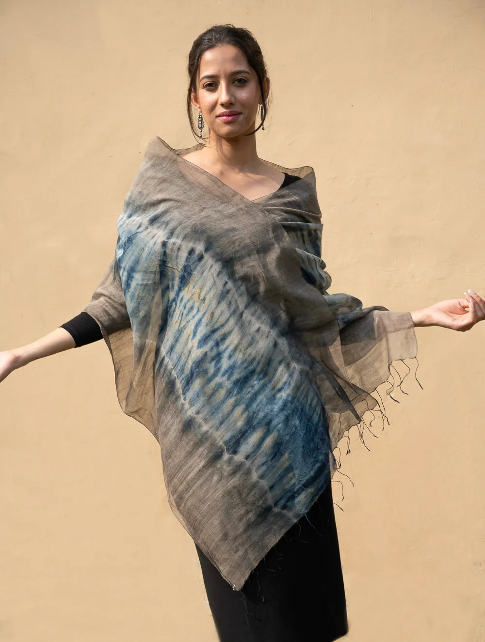 Light Chanderi Silk Shibori Stole