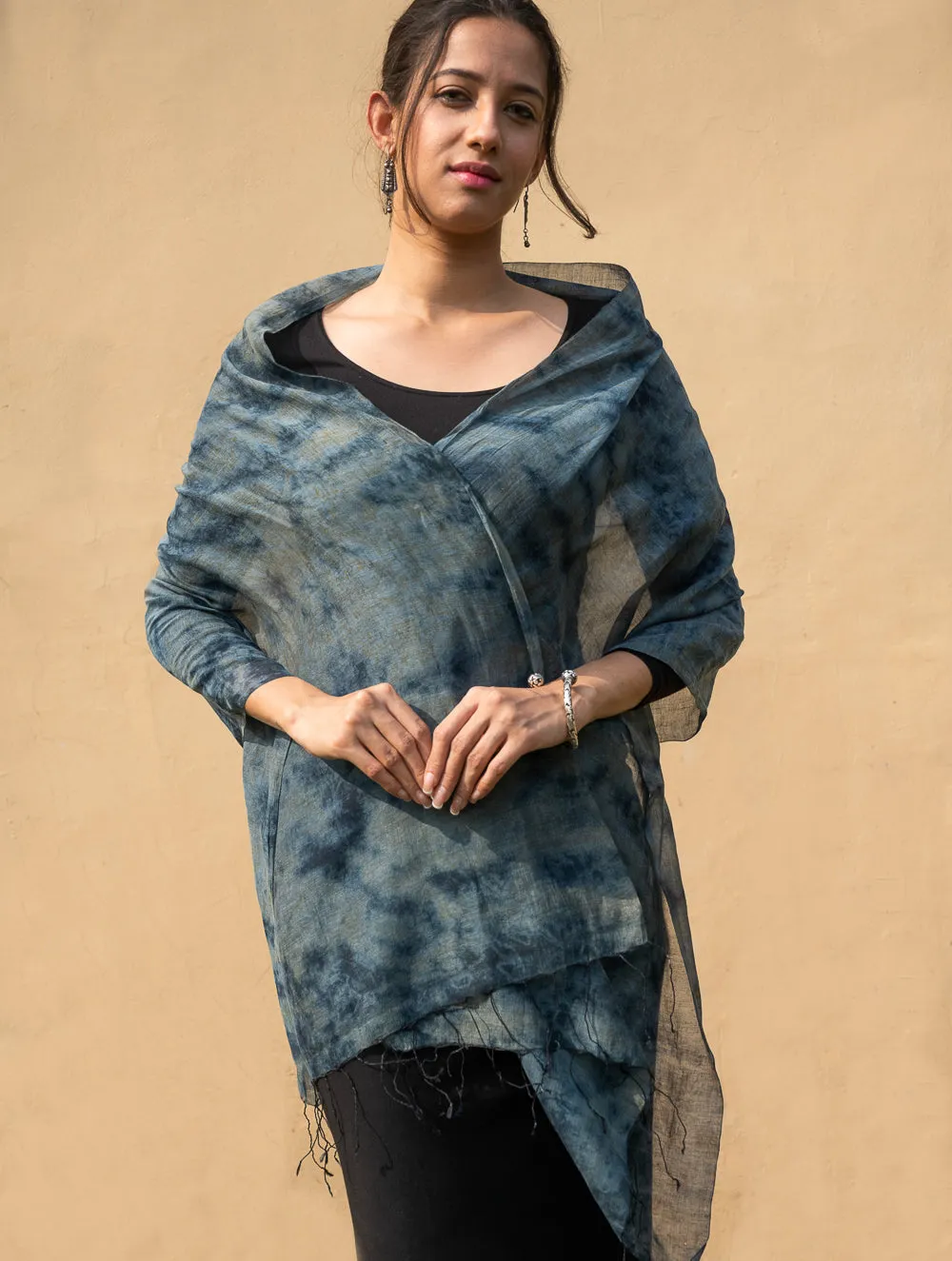 Light Chanderi Silk Tie & Dye Stole