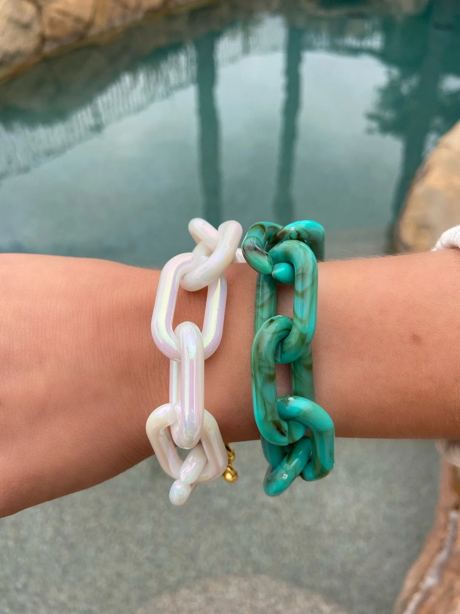 Mac and Ry - Chunky California Chain Bracelet in Turquoise Marble