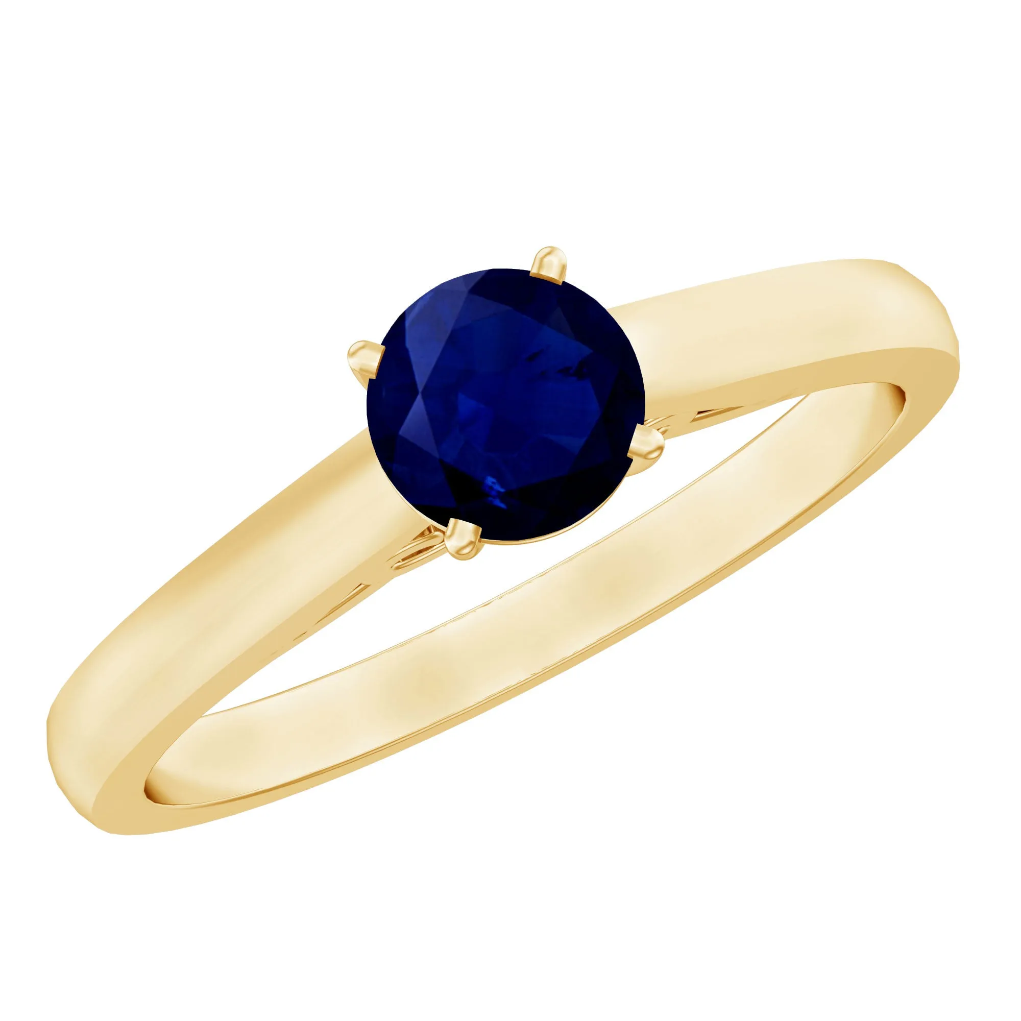 Natural Blue Sapphire Solitaire Ring in Basket Setting