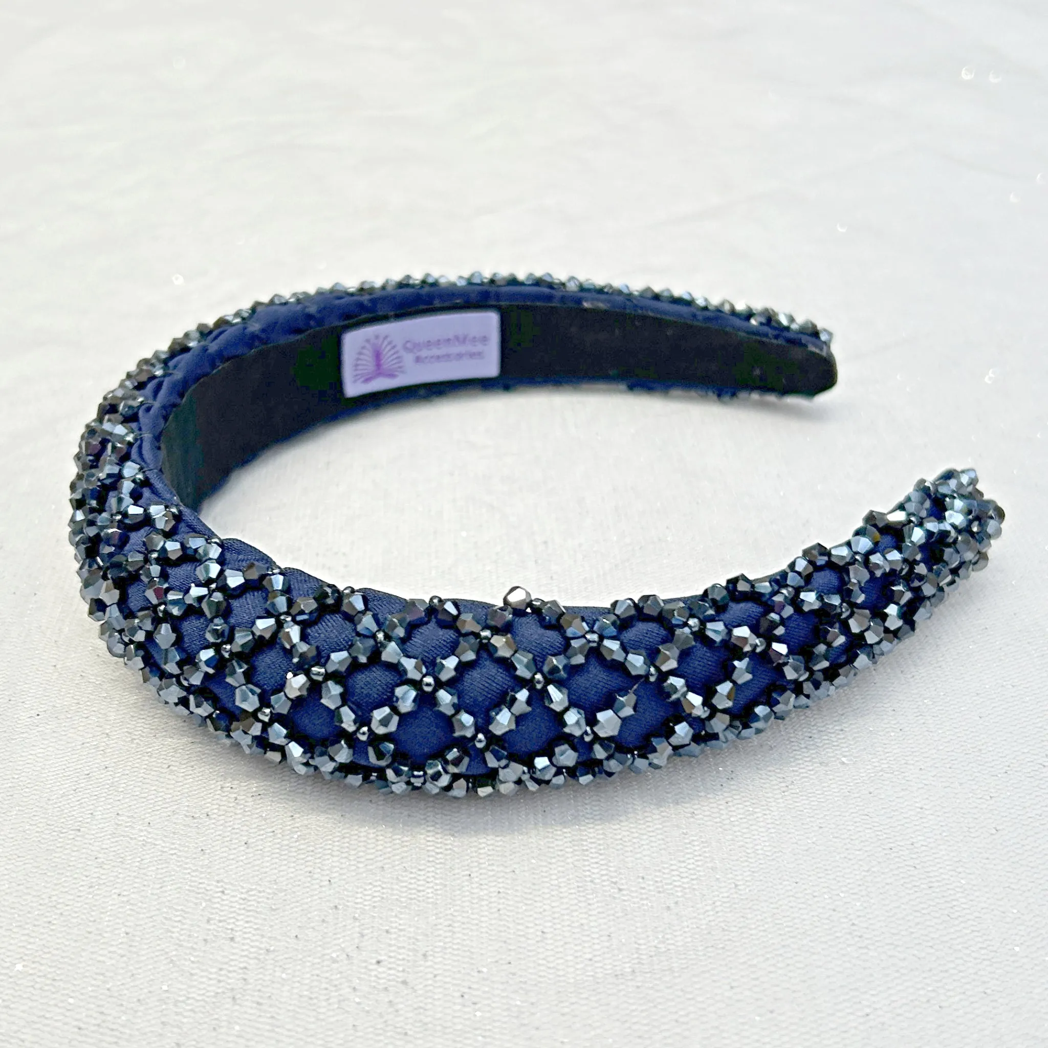 Navy Sparkly Headband Beaded Headband