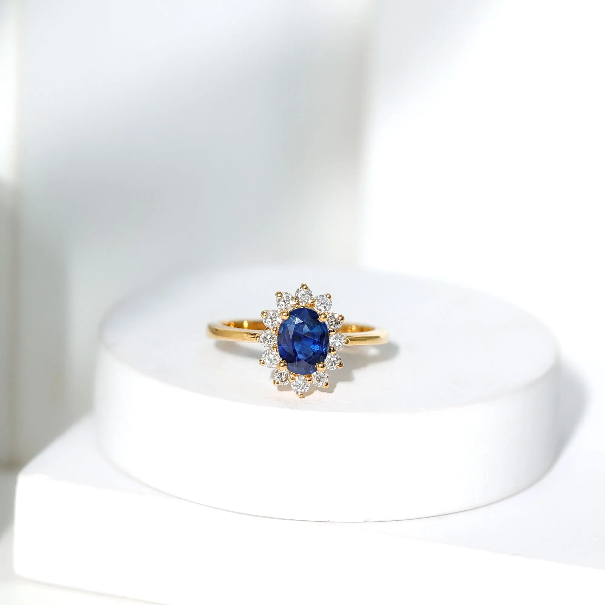 Princess Diana Inspired Blue Sapphire and Diamond Engagement Ring