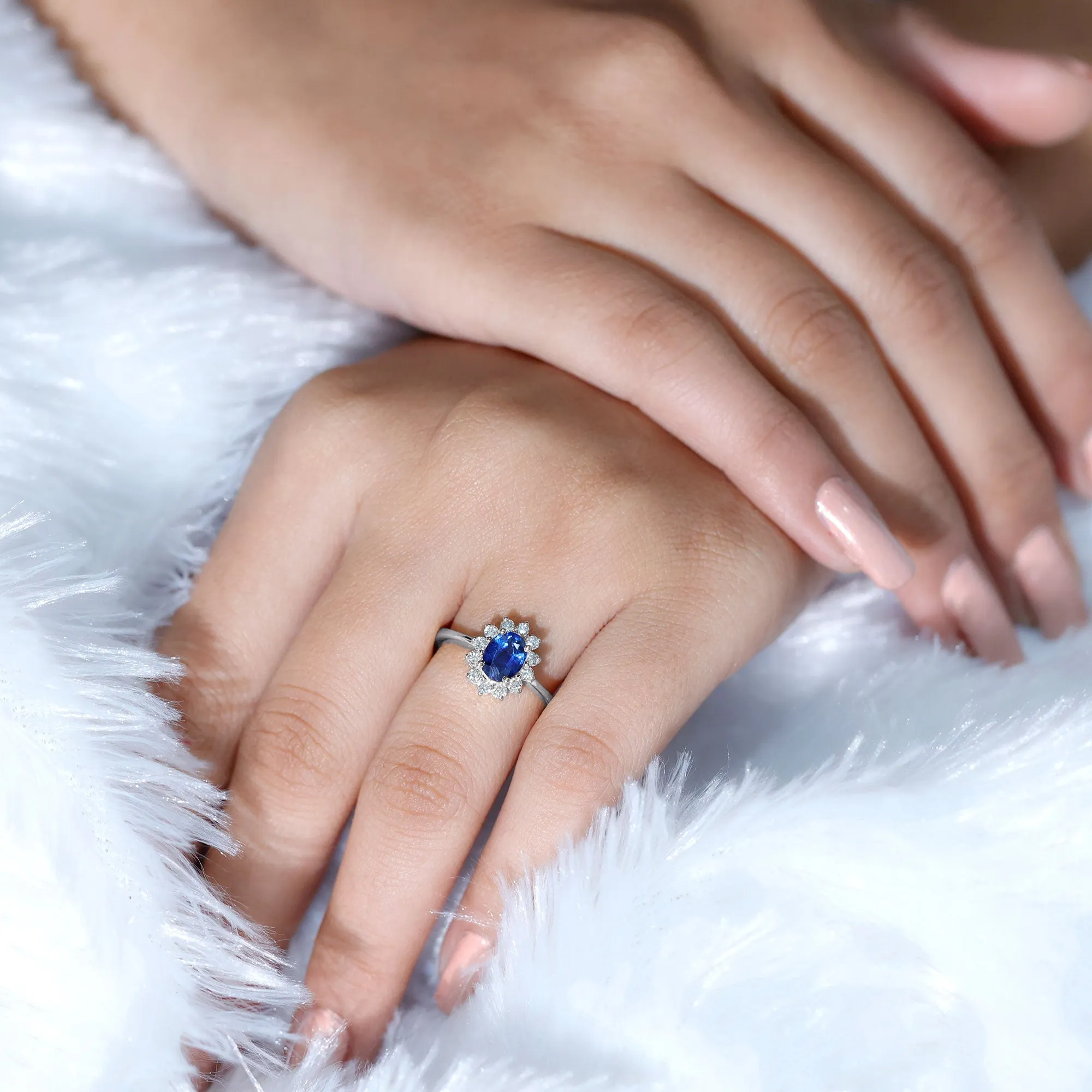 Princess Diana Inspired Blue Sapphire and Diamond Engagement Ring