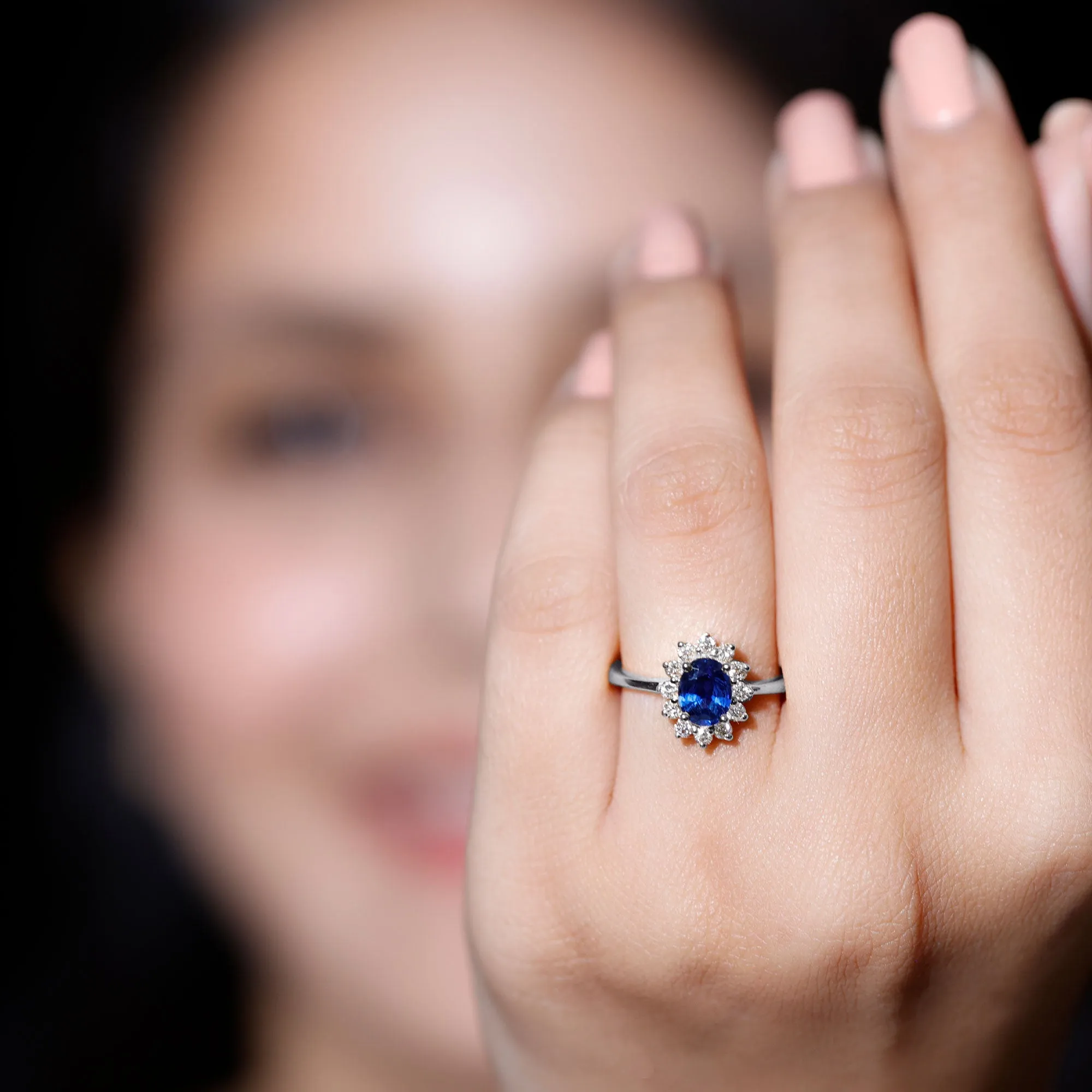 Princess Diana Inspired Blue Sapphire and Diamond Engagement Ring