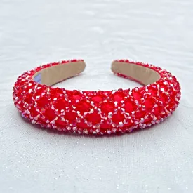 Red Headband Sparkling Headpiece Beaded