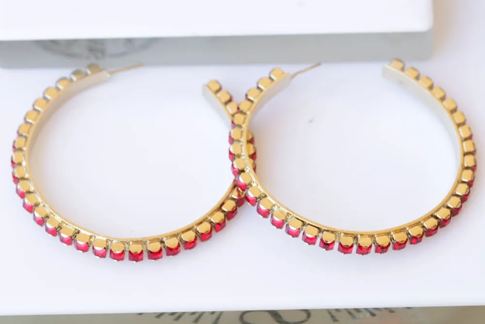 RED HOOP EARRINGS