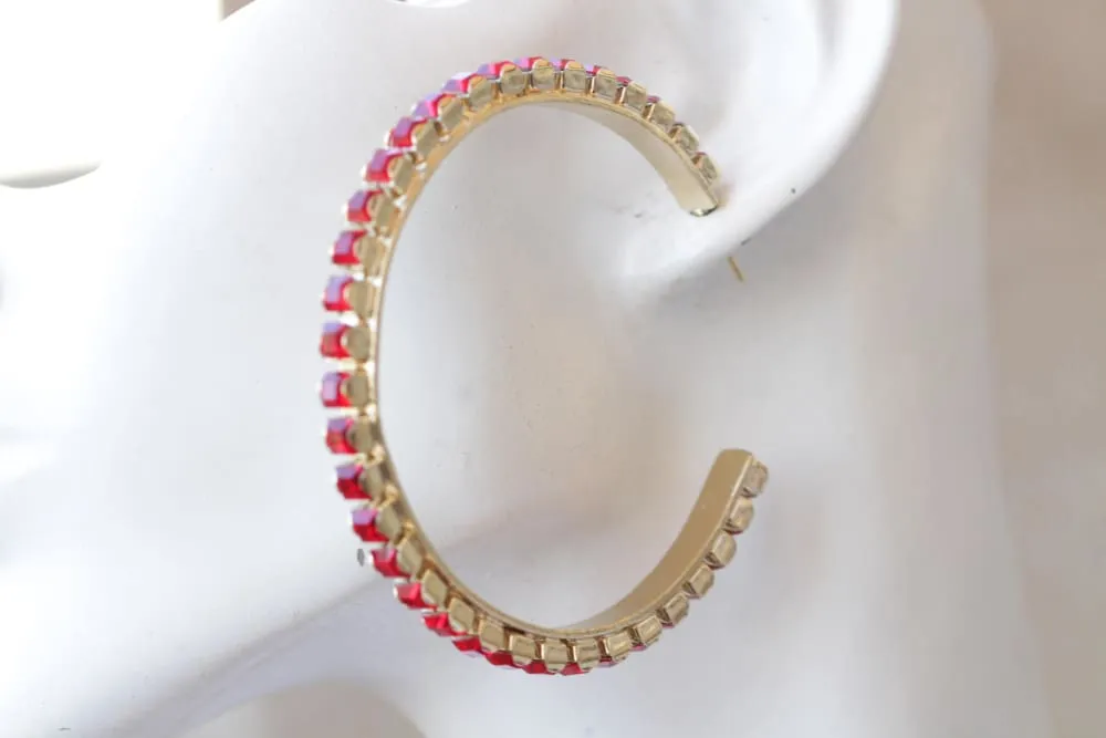 RED HOOP EARRINGS