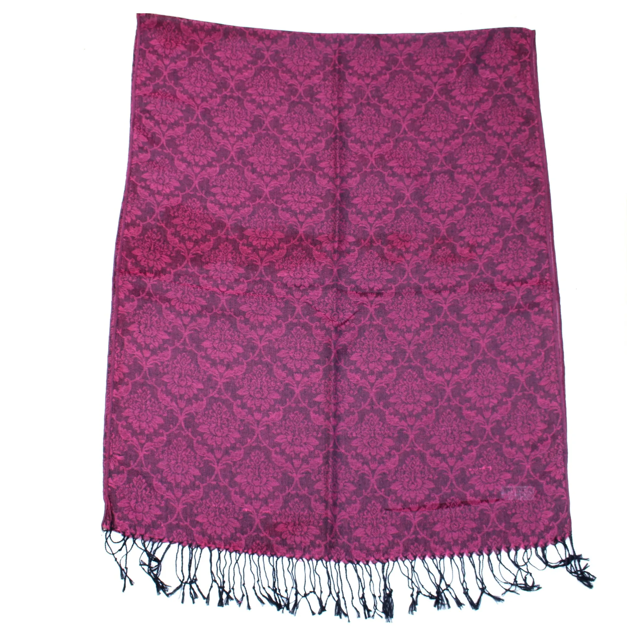 Reversible Fuchsia Pink & Black Patterned Pashmina