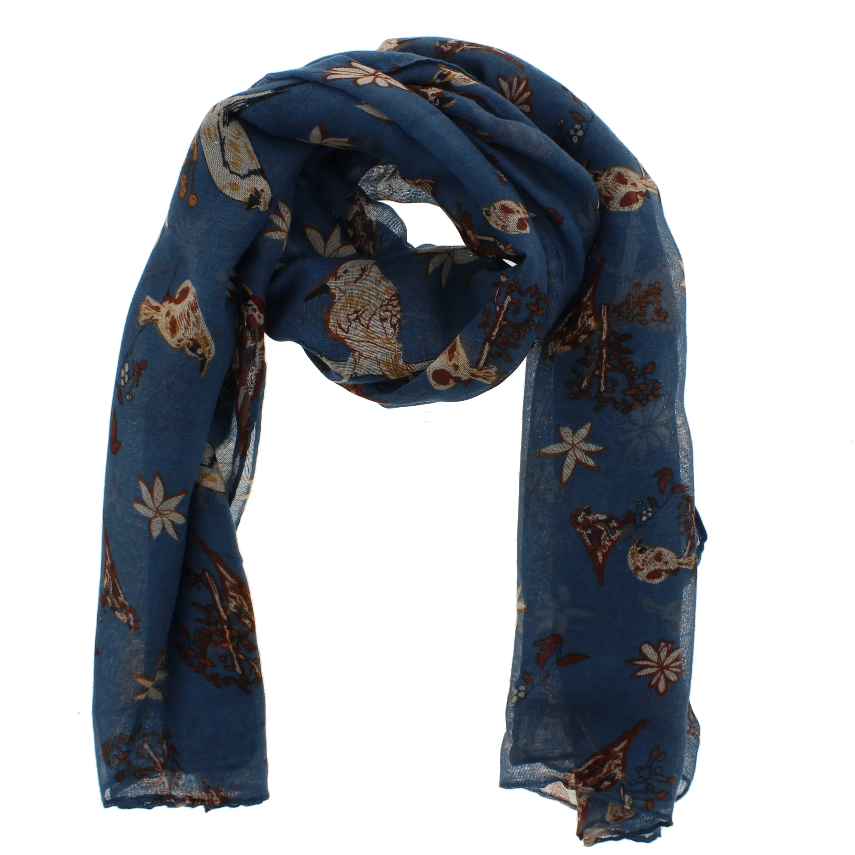 Robin & Flower Print Scarf