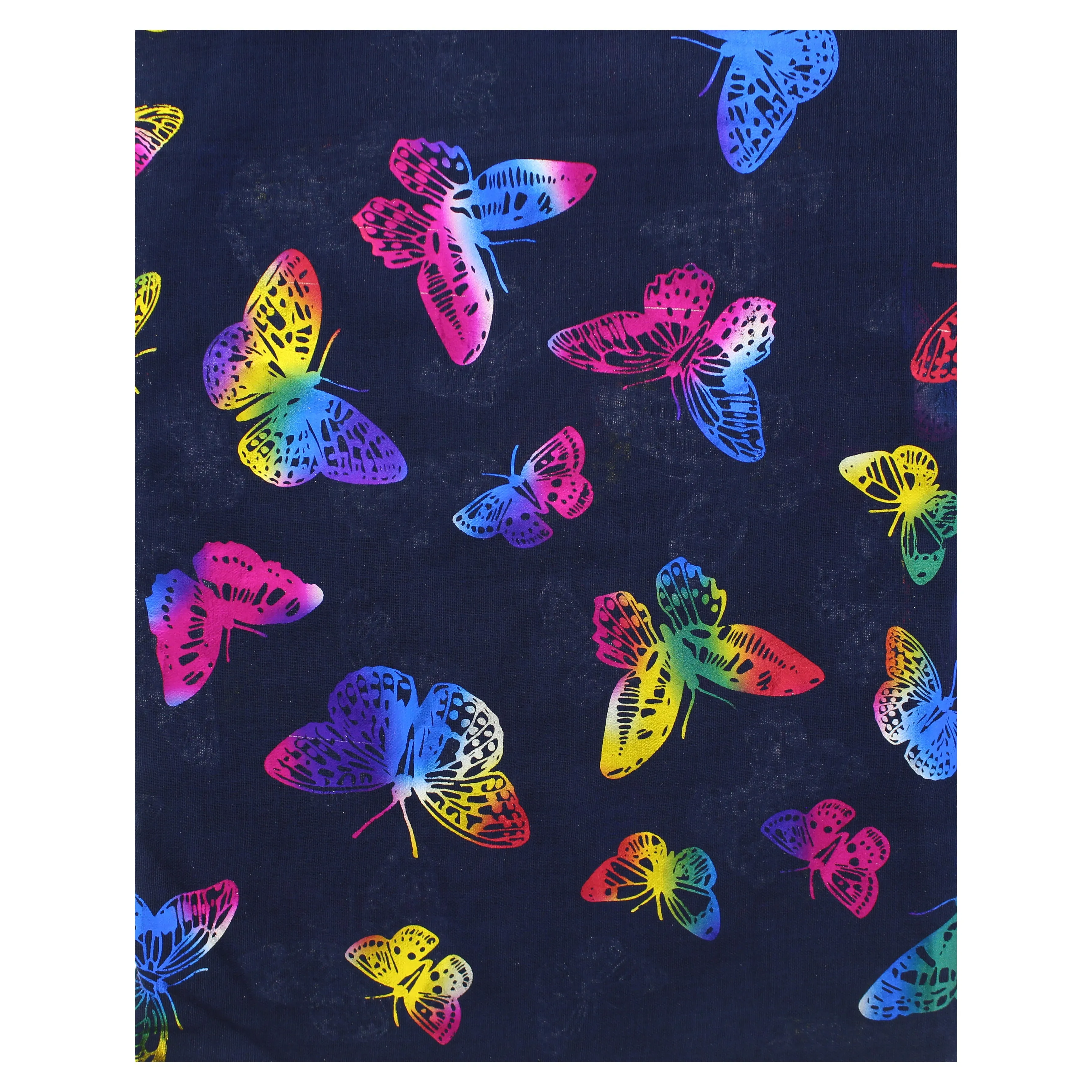 Scarf with Large Rainbow Foil Butterflies