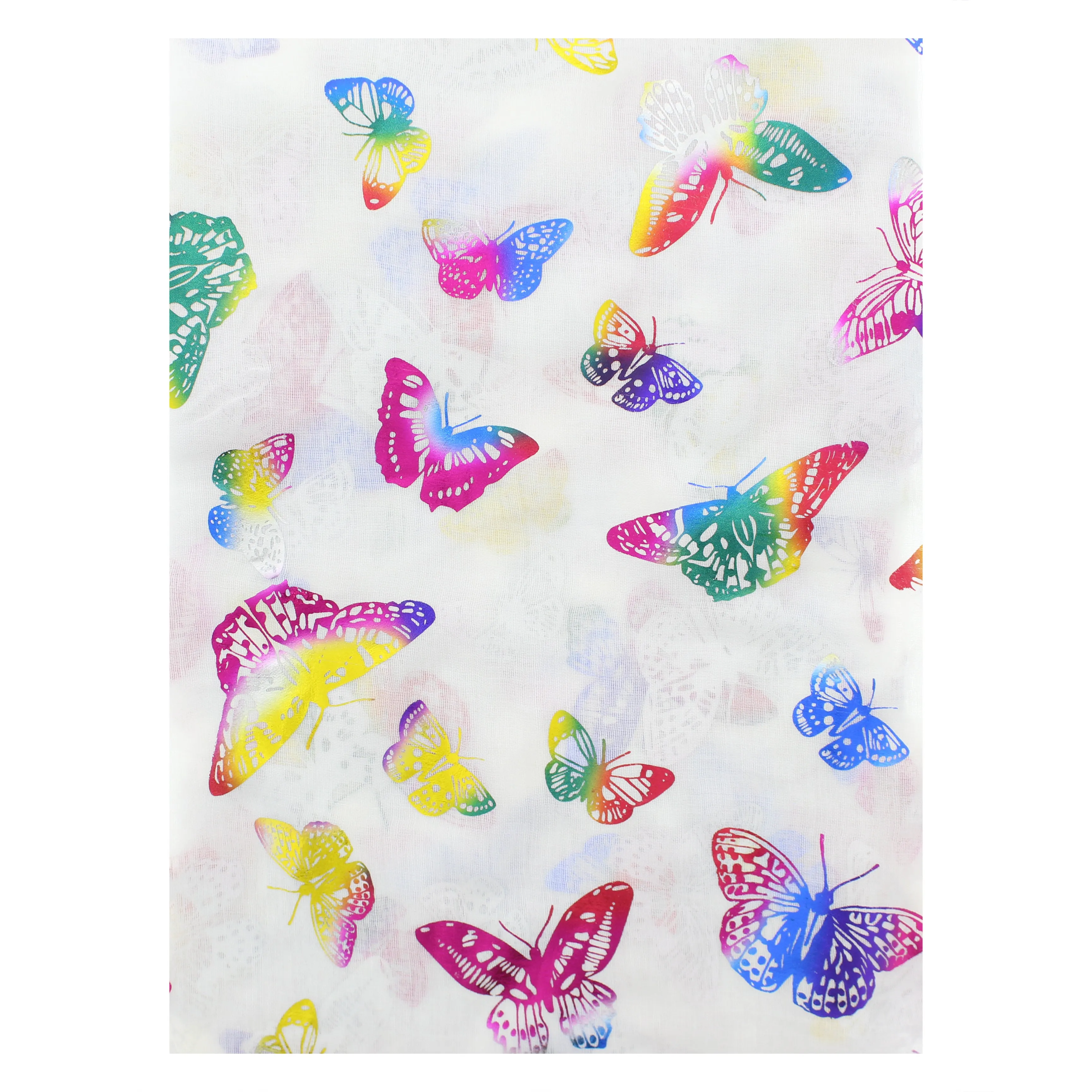 Scarf with Large Rainbow Foil Butterflies