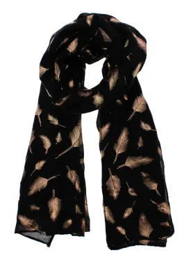 Scarf with Rose Gold Foil Feather Print