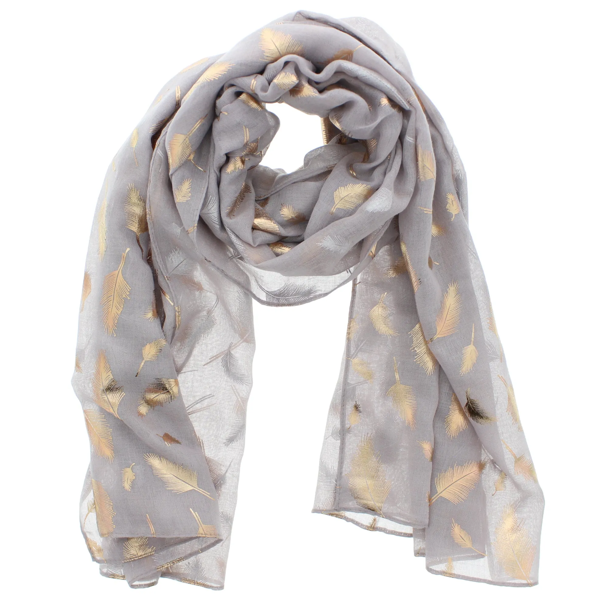 Scarf with Rose Gold Foil Feather Print