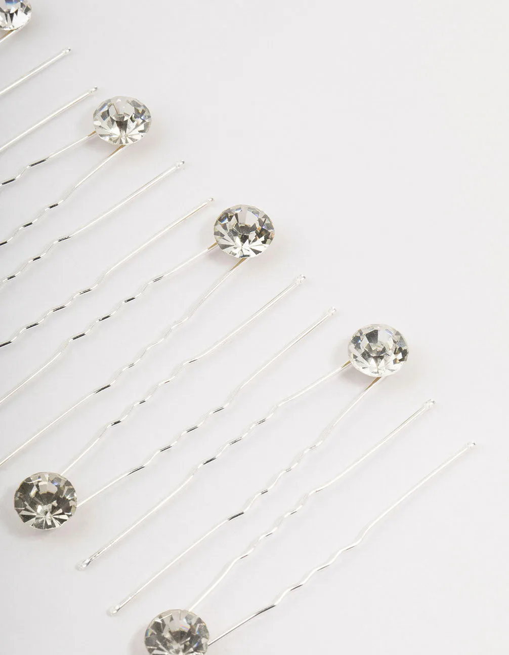 Silver Crystal Mixed Bridal Pins 10-Pack