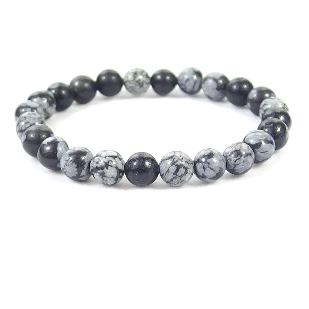 SnowFlake Obsidian Beaded Crystal Bracelet