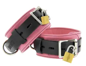 Strict Leather Deluxe Black and Pink Locking Cuffs