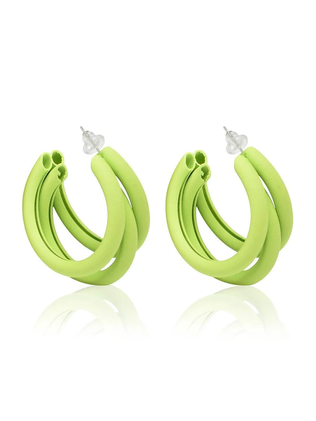 Triple Hoop Earrings Green