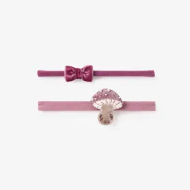 Velvet Bow   Mushroom Headband Set