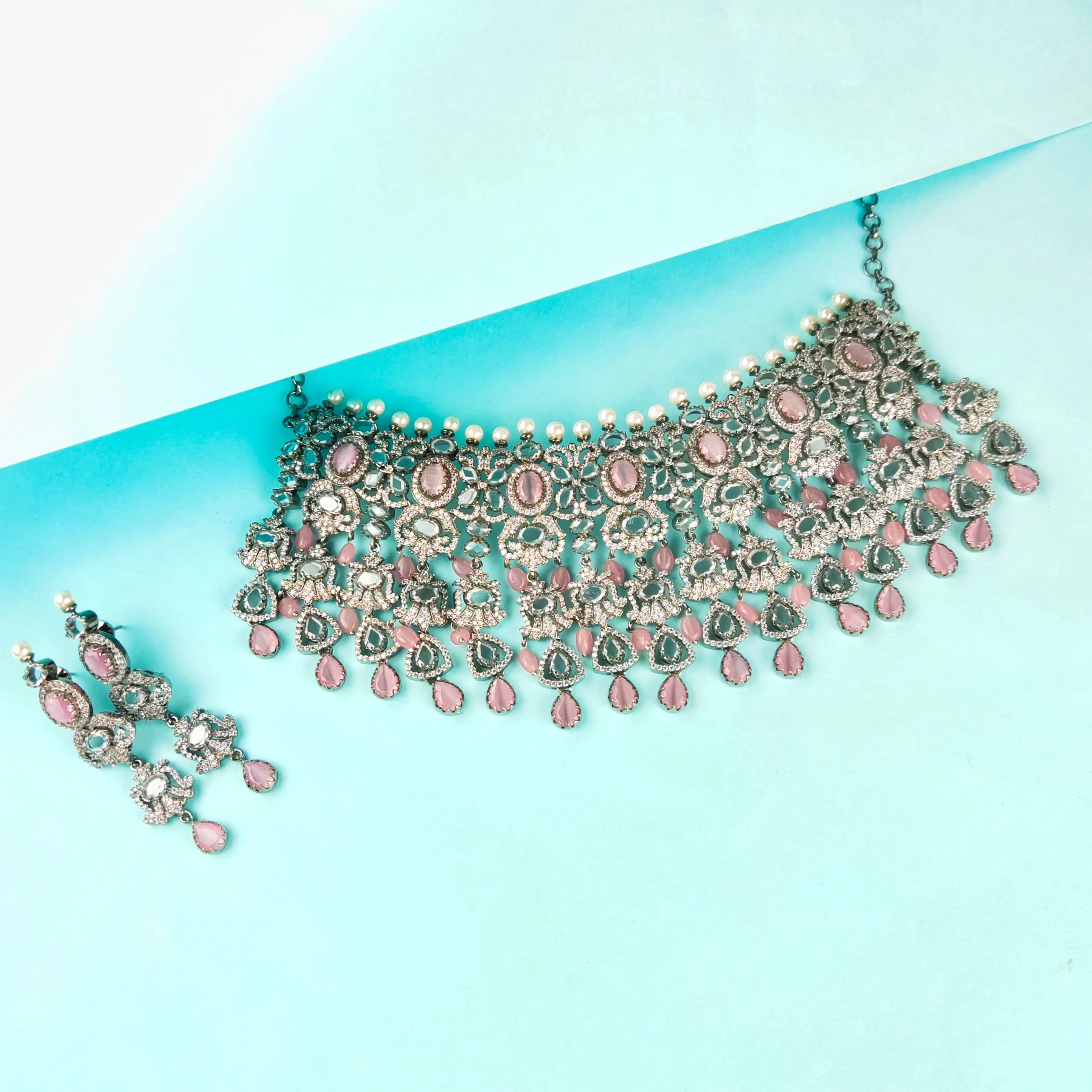 Victorian Cz Diamond Choker Set By Asp Fashion Jewelleryl