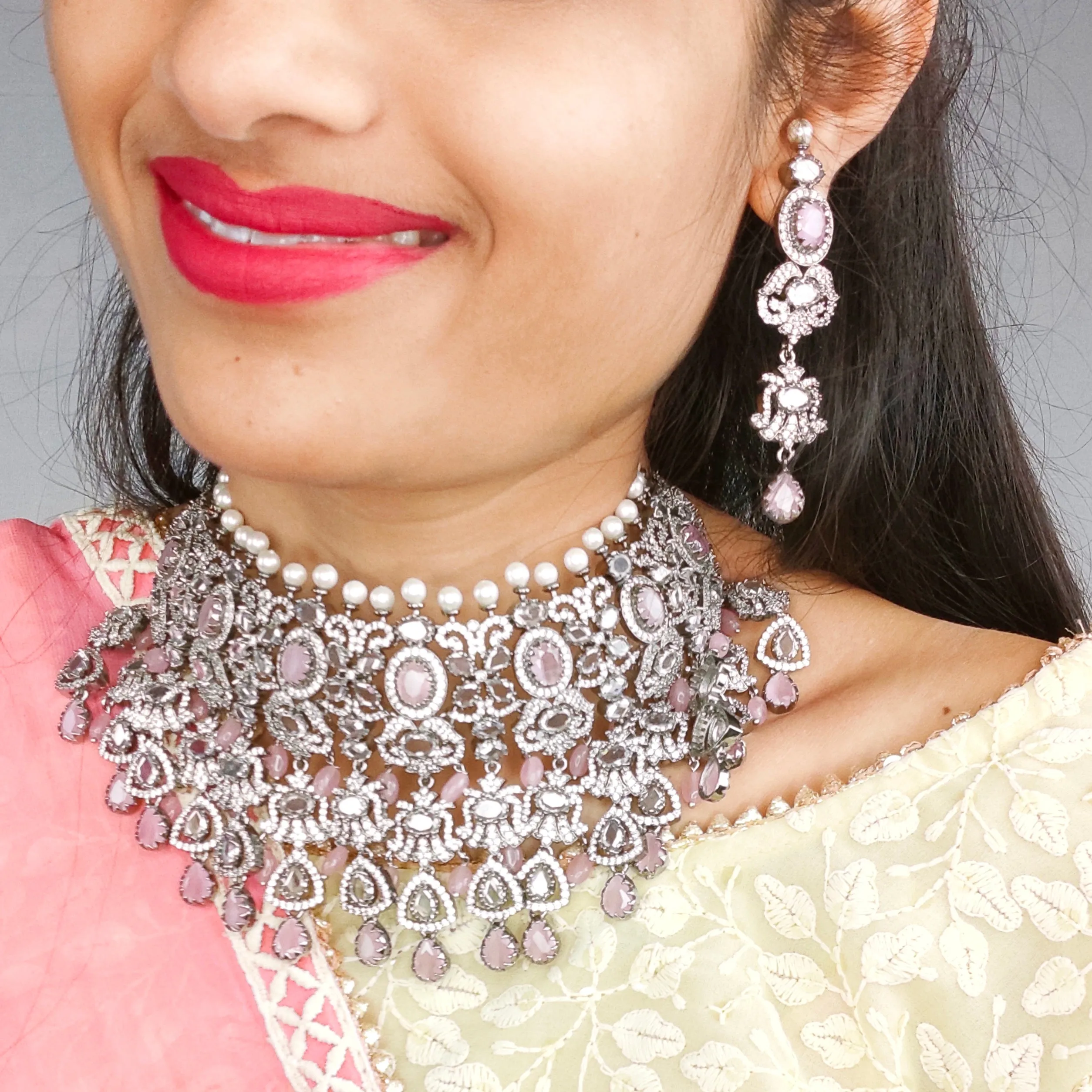 Victorian Cz Diamond Choker Set By Asp Fashion Jewelleryl