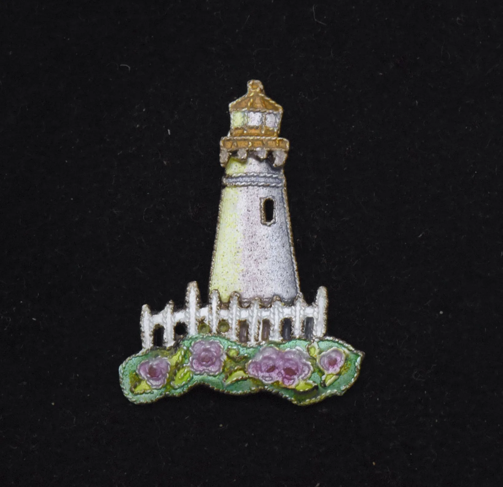 Vintage Sterling Silver Enameled Lighthouse Pendant