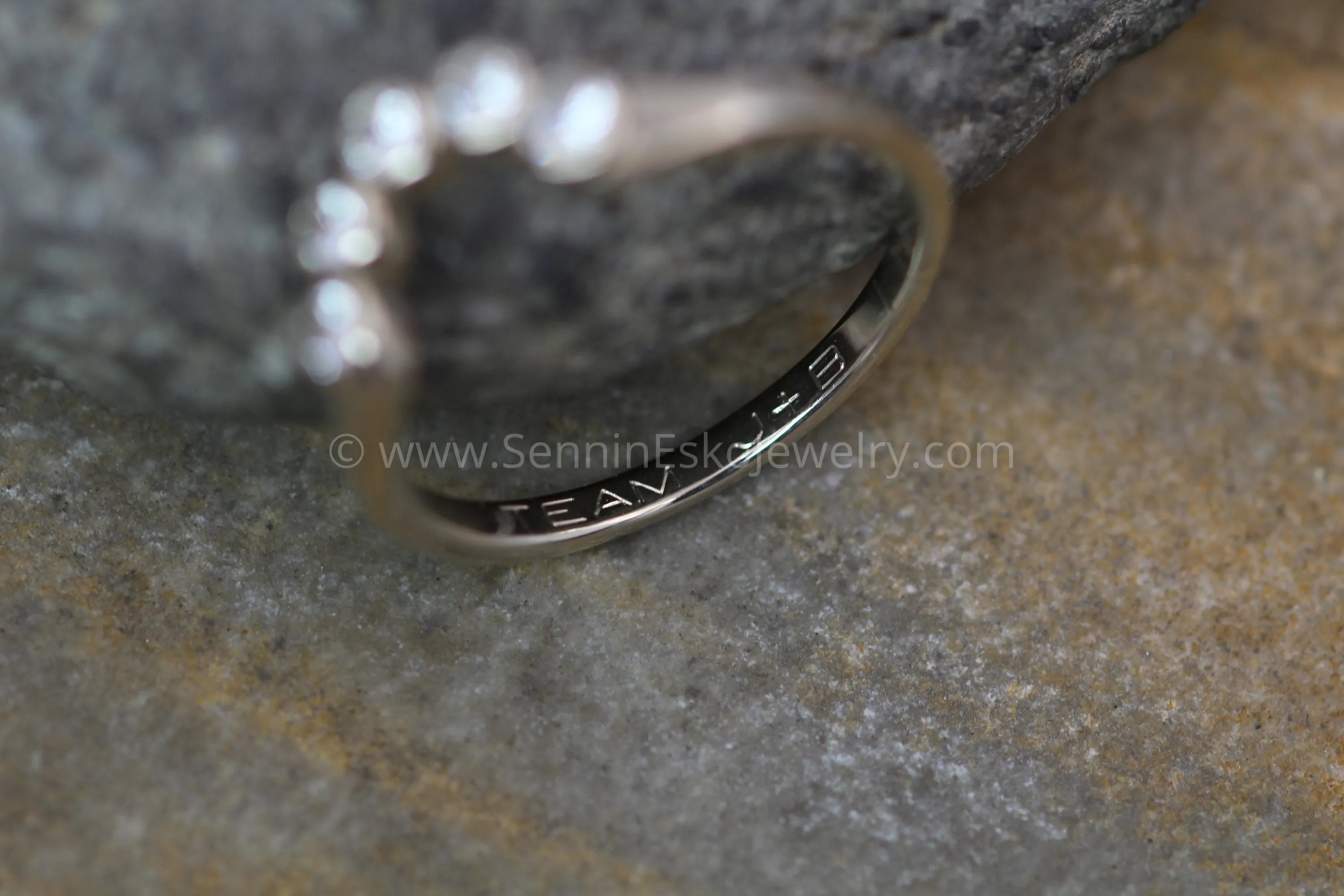 White Sapphire White Gold Half Moon Ring - Sun and Moon Ring - Sapphire Multi Bezel Ring