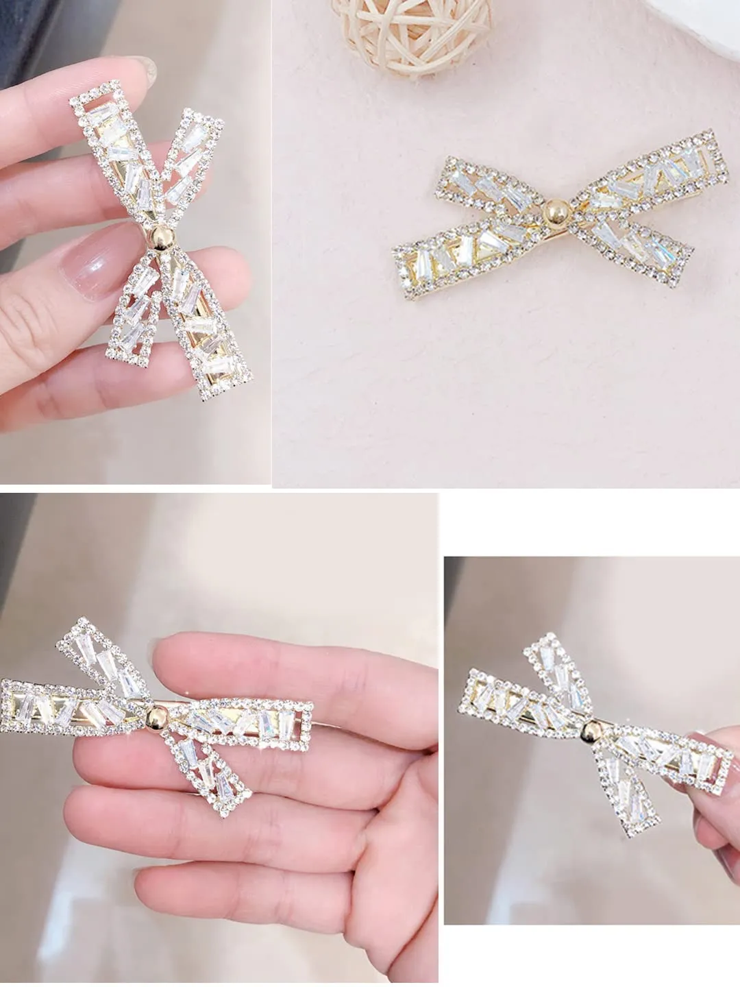 Yellow Chimes Hair Clips for Women Girls Hair Accessories for Women Crystal Bow Hair Clip Bow Hair Clips for Girls Hairclips Alligator Clips for Hair Pins for Women and Girls Gift for Women & Girls