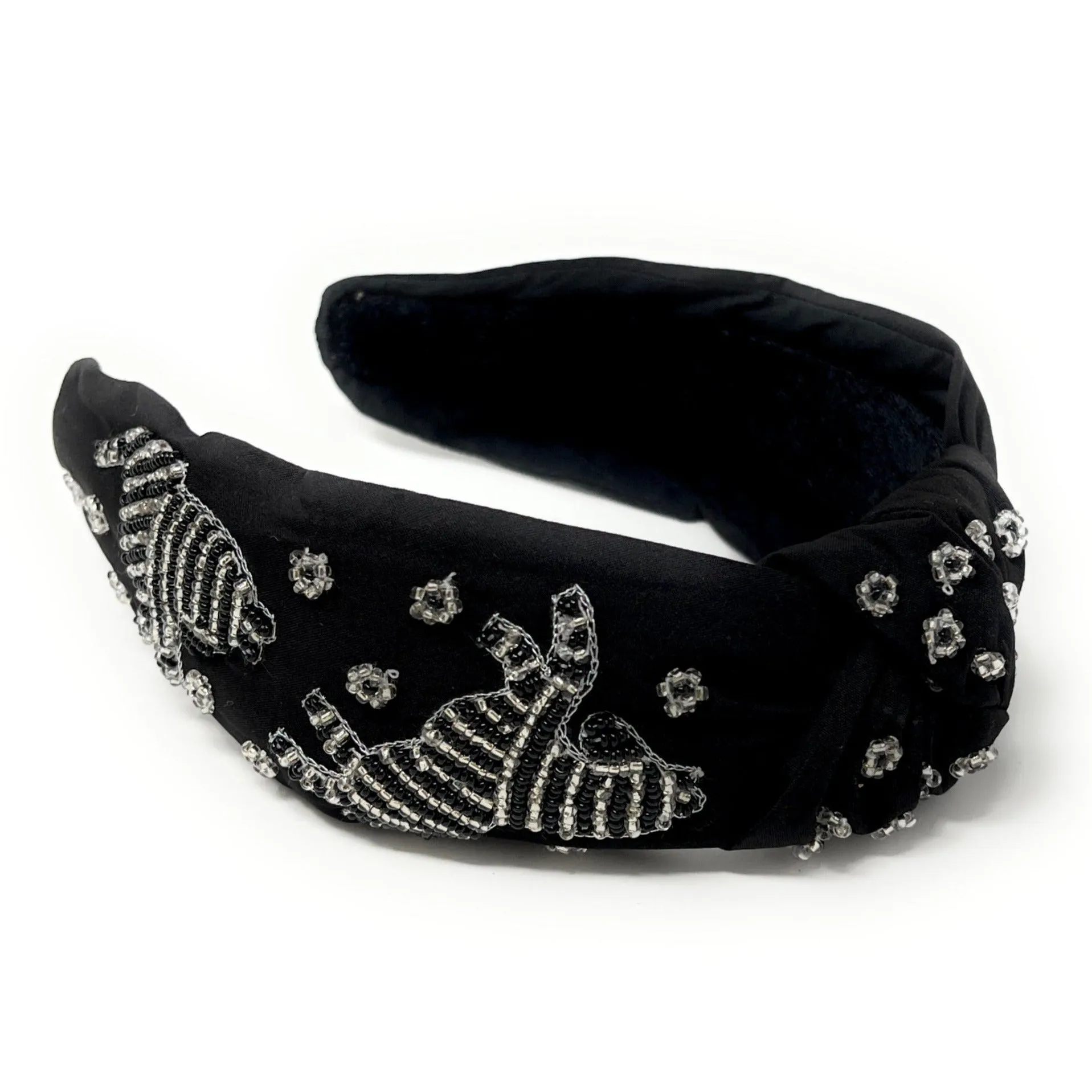 Zebra Hand Beaded Knot Headband